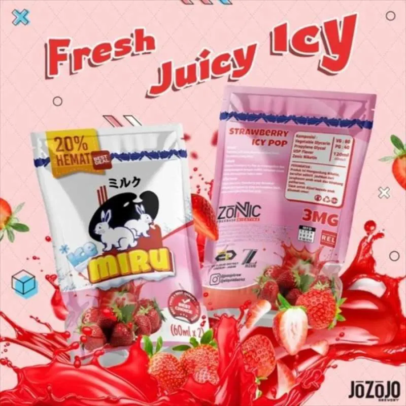 Miru Fruity Ice 60ml - Strawberry Icy Pop 3mg